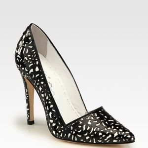 Women's Black Dina Patent Leather Cutout Pumps